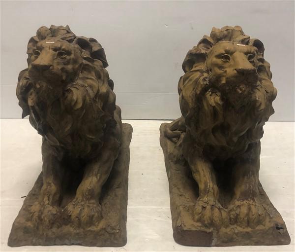 Two Cast Iron Reclining Lions 29"L x 22"h (1 of 5)