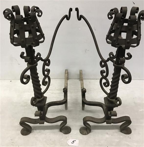 Pr. of Hand Forged 125 Year Old Andirons (1 of 4)