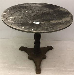Cast Iron Garden Table with 34" Stone Top: Cast Iron Garden Table with 34" Stone Top