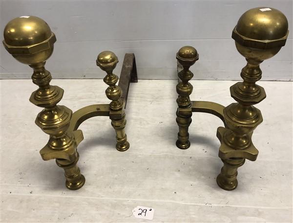 Stately Pair of Antique Brass Andirons (1 of 5)