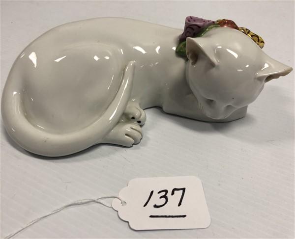9" Reclining Porcelain Cat: 9" Reclining Porcelain Cat