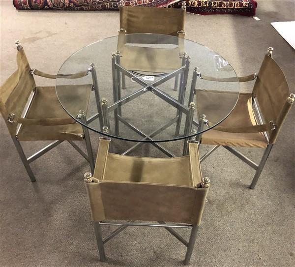 5 Pc. Chrome and Glass Table Set with Suede (1 of 6)