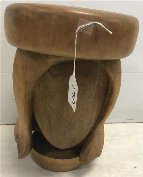 19" Carved Sculpture/Stool Stamped JJL '96: 19" Carved Sculpture/Stool Stamped JJL '96