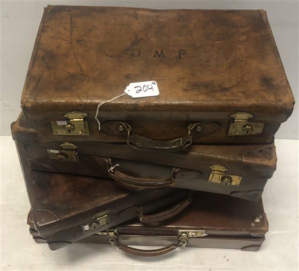 4 Vintage Leather Suitcases From Brooks Bros. NY (1 of 5)