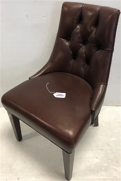 Modern Hip Rest Tufted Leather Side Chair (1 of 4)