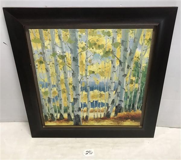 Impressionist Oil on Board "Birch Trees": Impressionist Oil on Board "Birch Trees" 31.5"x31.5"