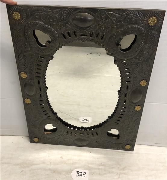 Mirror Clad in Pierced Tin 19"x25": Mirror Clad in Pierced Tin 19"x25"