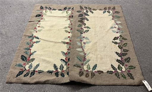 2 Antique Laurel Hooked Rugs 2'3"x4': 2 Antique Laurel Hooked Rugs 2'3"x4'