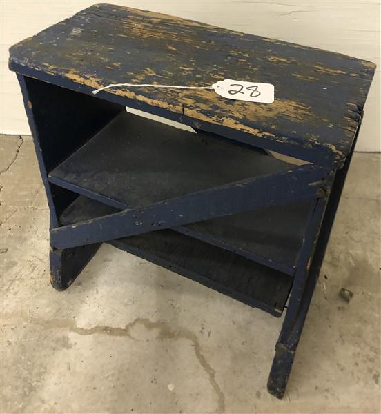 Early Country Stool in Blue Paint (1 of 2)