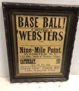 Framed Vintage Baseball Poster 29"x 35"