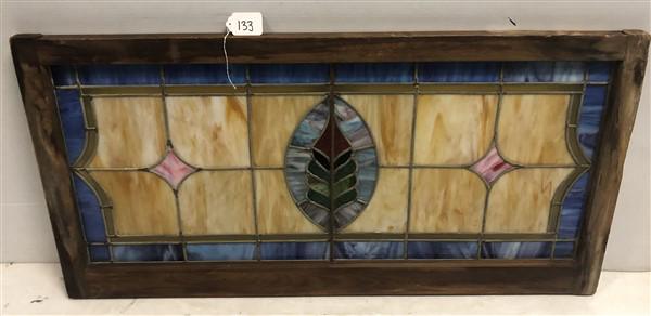 Framed Antique Stained Glass Window 25"x 48" (1 of 4)