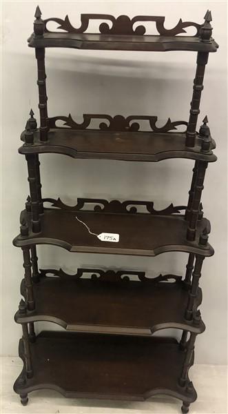 58" Five Tier Walnut Victorian Whatnot Shelf (1 of 5)