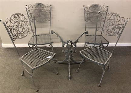 Iron Base Table & 4 Iron Chairs: Iron Base Table & 4 Iron Chairs