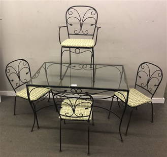 5 Pc. Iron Patio Set 48"x30"x29"h: 48"x30"x29"h