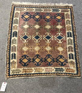 Antique Persian Scatter Rug 3'2"x3'7": 3'2"x3'7"