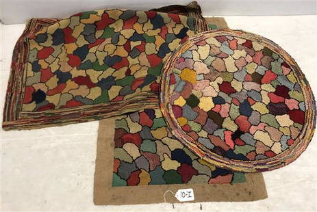 3 Vintage Hooked Rugs: 3 Vintage Hooked Rugs28" diameter24" x 37" both right about the same size