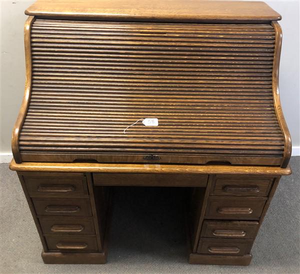 Slick Clean 48 Oak "S" Roll Desk ca. 1920 (1 of 8)