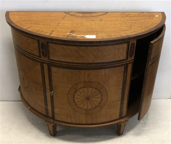 Hand Crafted 51" Satinwood Italian Demi-Lune: Hand Crafted 51" Satinwood Italian Demi-Lune