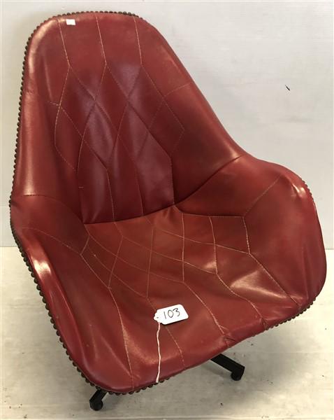 Stitched Leather Mid-Cent. Chair Probably Plycraft (1 of 5)