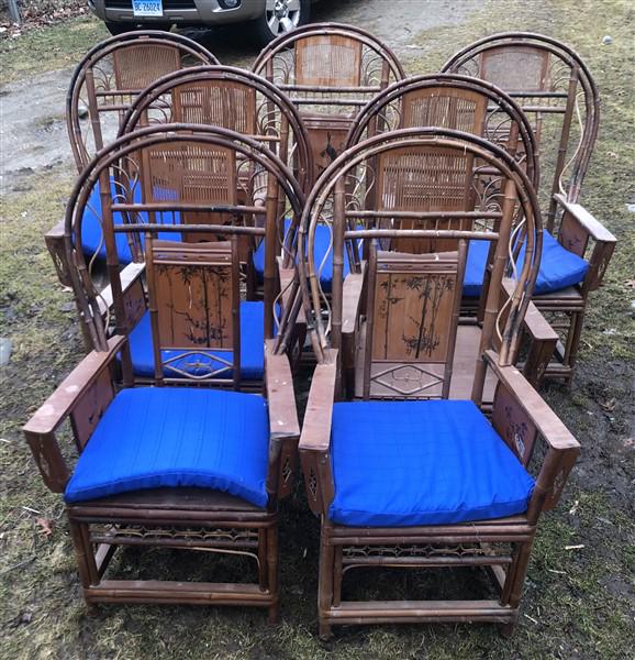 7 Chinese Paint Decorated Bamboo Chairs (1 of 12)