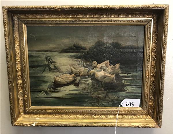 19th Cent. o/c Ducks on Pond 17"x21" (1 of 6)