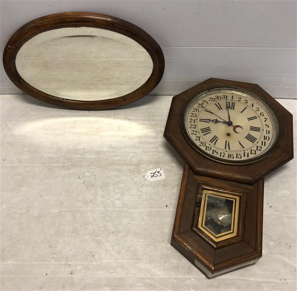 Turn of the Cent. Sessions Calendar Dial Regulator Clock and Oval Mirror (1 of 5)