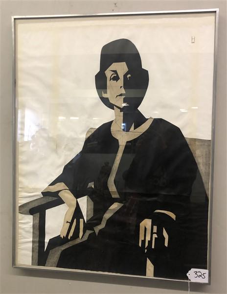 Earl Hubbard, Acrylic on Paper, "Barbara" 26"x34": Earl Hubbard, Acrylic on Paper, "Barbara" 26"x34"