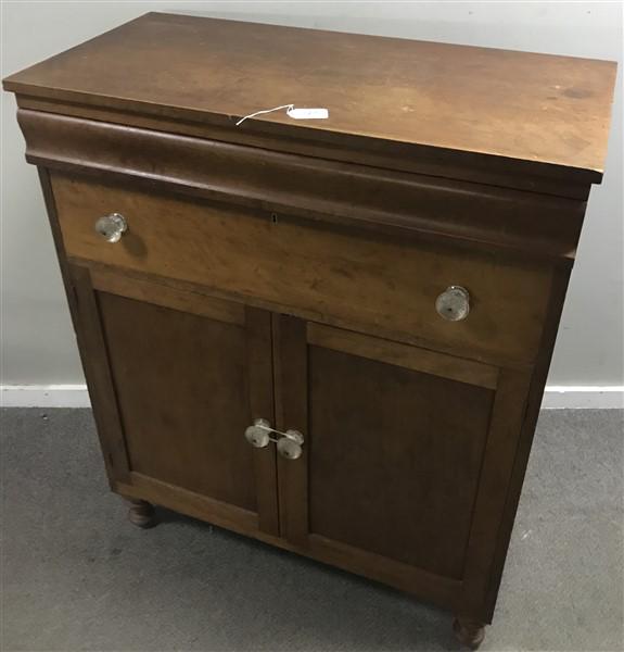 19th Cent. 3 Drawer/2 Door Mixed Wood Cabinet (1 of 6)