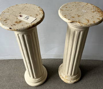 Pr. of 28" Iron Fluted Garden Pedestals: Pr. of 28" Iron Fluted Garden Pedestals