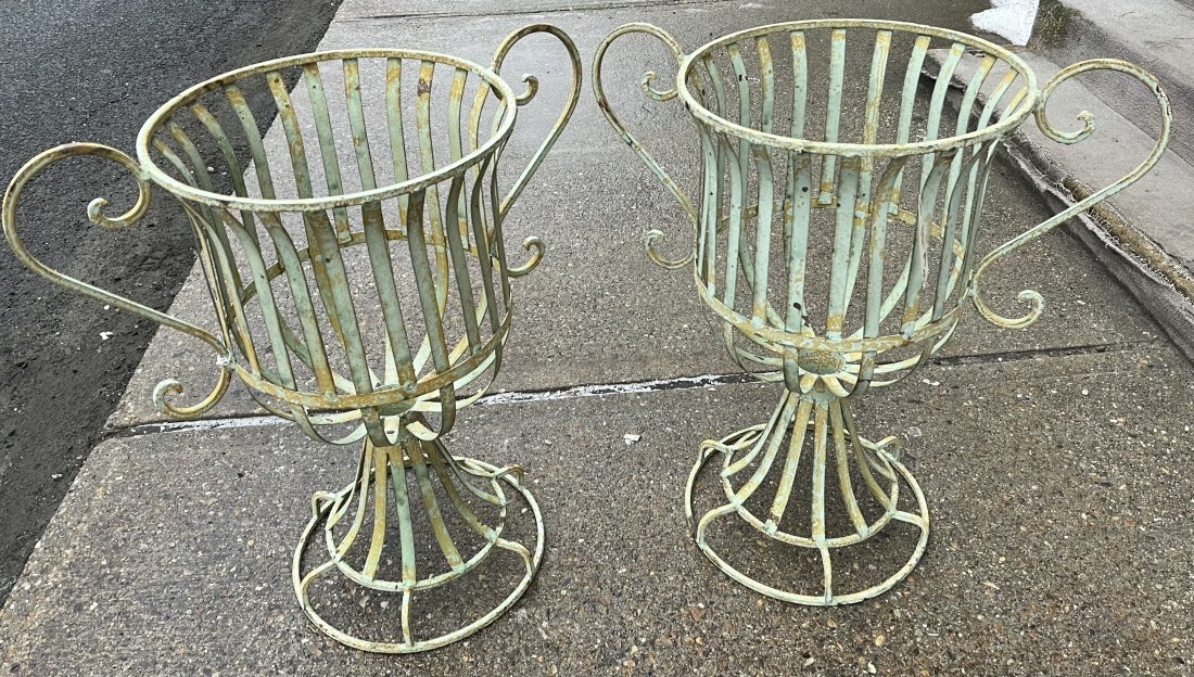 Pr. of Stylish 30" Metal Planters (1 of 3)