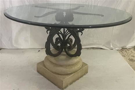 Bronze & Glass Top Garden Table: Bronze & Glass Top Garden Table 48" round x 30"h