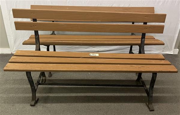 2 Iron and wood park benches: 2 Iron and wood park benches 66"L and 72"L
