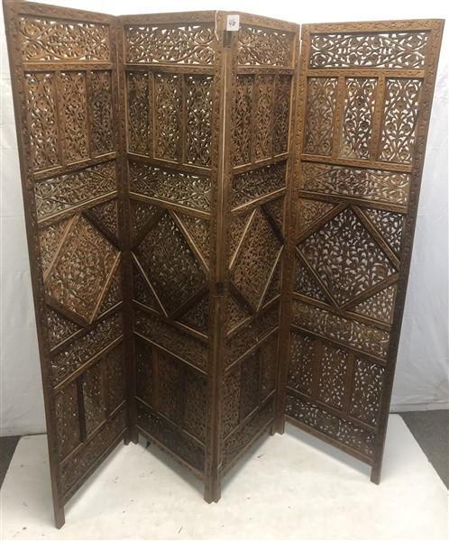 4 Panel Carved Teak 6' Screen (1 of 8)