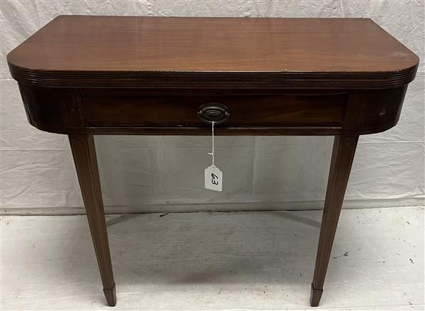 19th Cent. Inlaid Fold Over 1 Drawer Table (1 of 2)