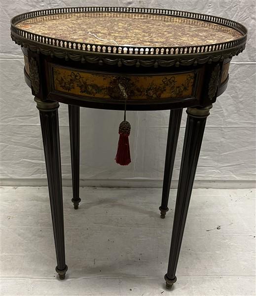 Paint Decorated Marble Top 1 Drawer Stand (1 of 3)