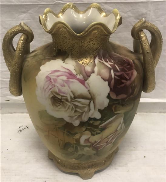12" Two Handle Nippon Hand Painted Vase (1 of 6)
