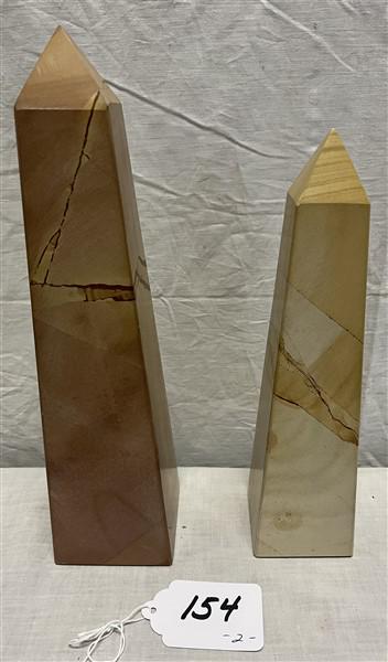 2 Mid-Cent. Marble Obelisks 10" and 12" (1 of 3)