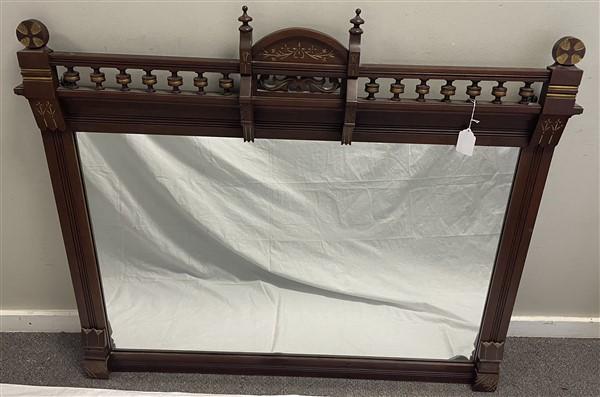 Victorian Walnut Gilt Incised Over Mantle Mirror ca. 1870 (1 of 8)