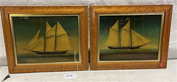 2 Sailing Prints in Birds Eye Maple Frames 14"x16" (1 of 6)