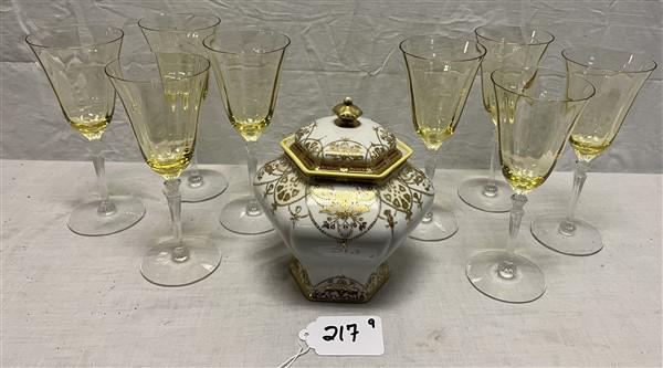 8 Stemware Glasses, Nippon Biscuit Jar (1 of 8)