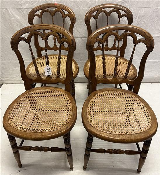 4 Walnut Victorian Cane Seat Side Chairs (1 of 5)