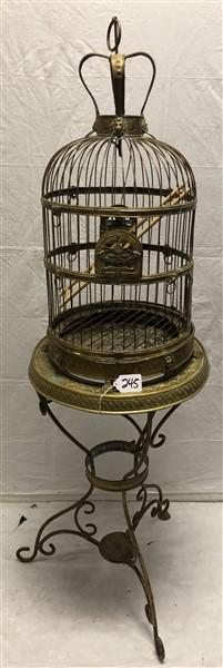 2 Part Victorian Brass Birdcage 69"h (1 of 6)