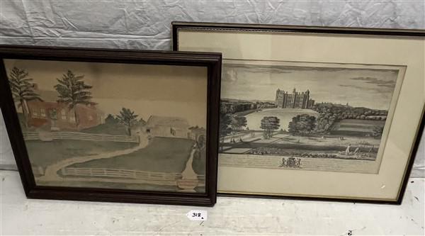 Framed Farm Print, Classic Steel Engraving (1 of 5)