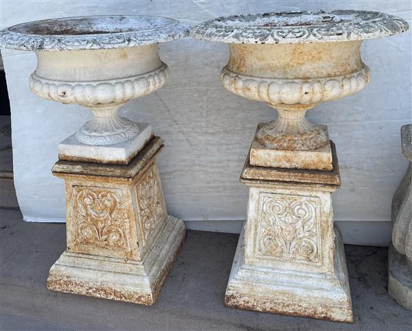 Pr. of Cast Iron 2 Part Garden Urns (1 of 9)