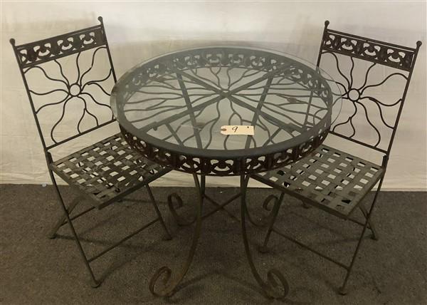 Glass Top Metal Table and 2 Folding Chairs (1 of 8)