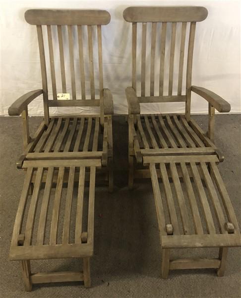 Pr. of Teak Folding Deck Chairs (1 of 5)