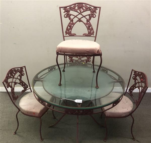 5 Pc. 42" Glass Top Iron Table and 4 Chairs (1 of 8)