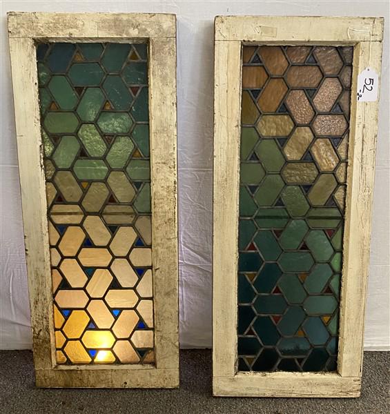 2 Antique Stained Glass Panels 14"x 34" (1 of 6)