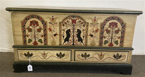 Paint Decorated 48" Two Drawer PA Style Blanket Box (1 of 11)