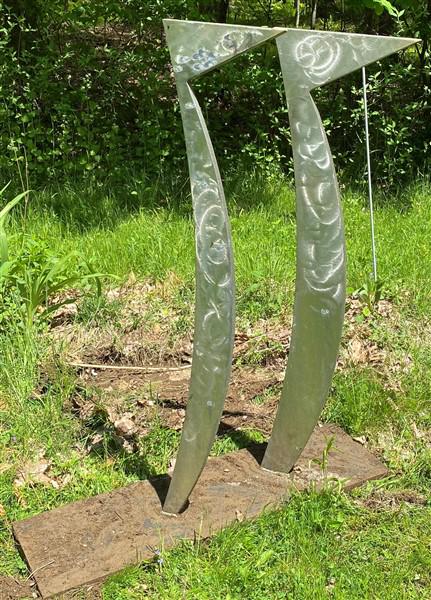 47" Cut Steel Abstract Sculpture: 47" Cut Steel Abstract Sculpture
